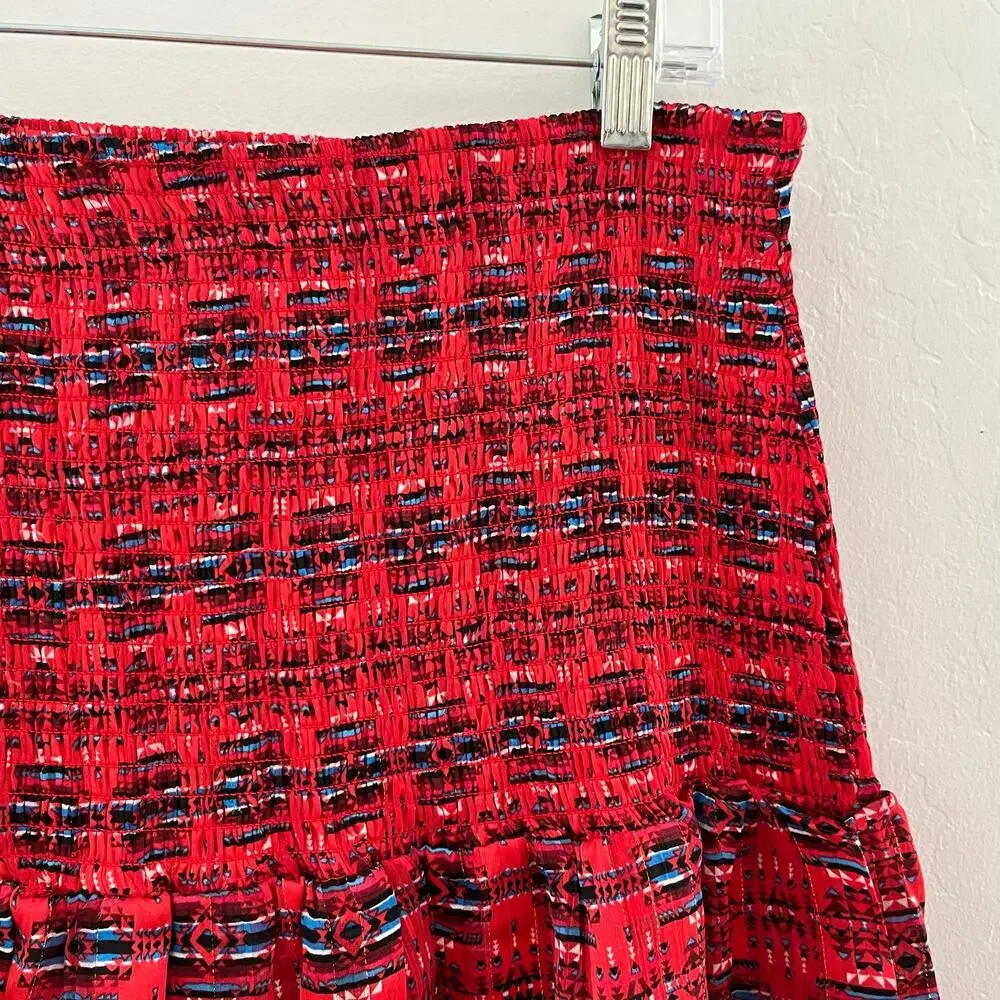 Aqua x Pendleton Bloomingdales Exclusive Skirt Women's XL Red Mini Smocked NEW - Picture 9 of 10